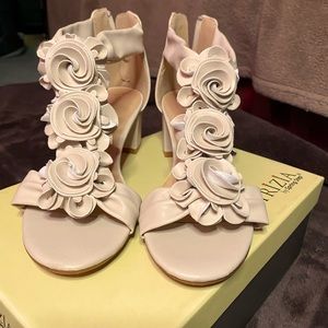 Beige Flower Heels